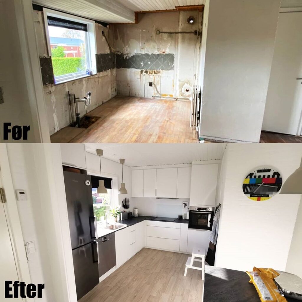 Elektriker - Før og efter billede (nyt køkken)